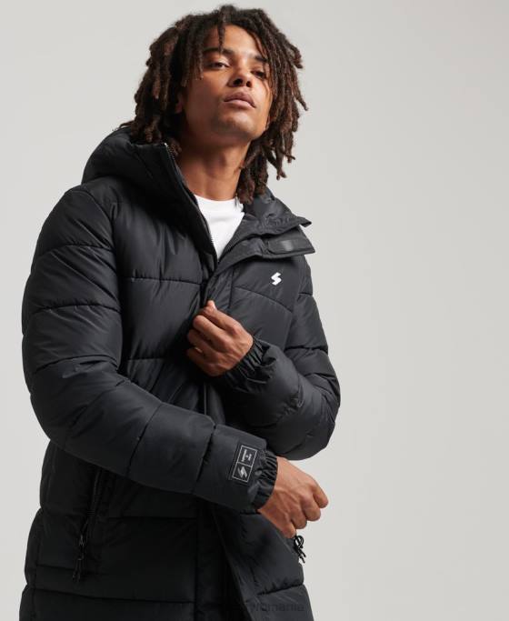 Superdry palton cu glugă cu logo îmbrăcăminte negru bărbați JX0Z4481