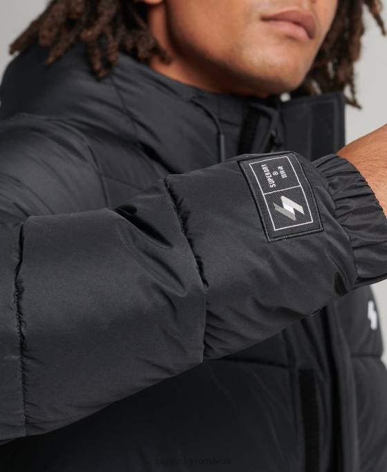 Superdry palton cu glugă cu logo îmbrăcăminte negru bărbați JX0Z4481