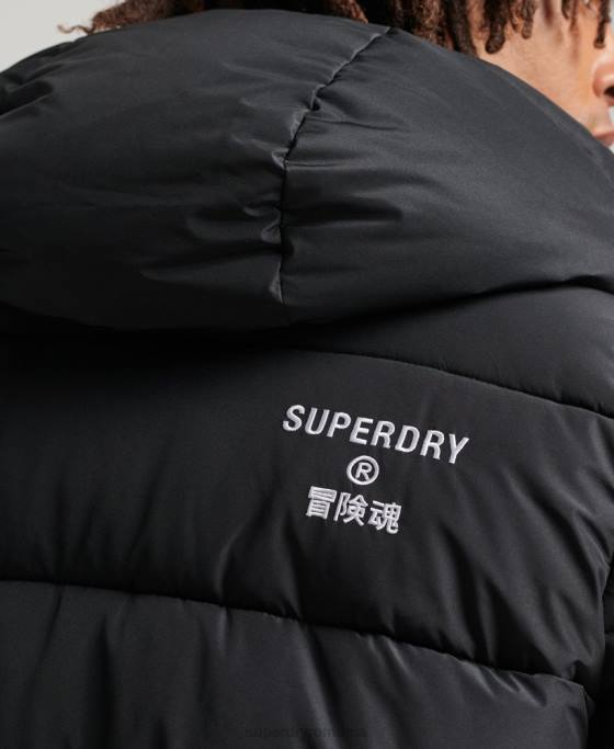 Superdry palton cu glugă cu logo îmbrăcăminte negru bărbați JX0Z4481