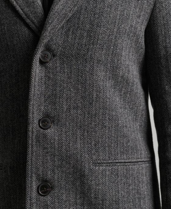 Superdry palton de oraș de lână căptușeală detașabilă îmbrăcăminte gri inchis bărbați JX0Z1072