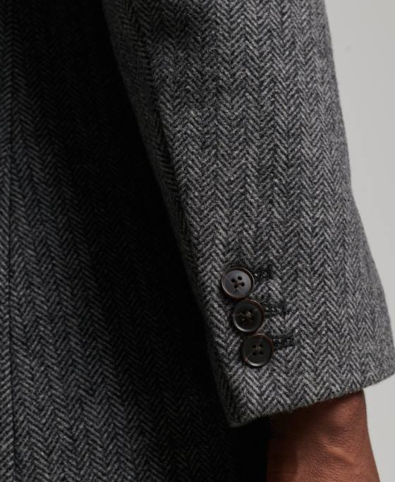 Superdry palton de oraș de lână căptușeală detașabilă îmbrăcăminte gri inchis bărbați JX0Z1072