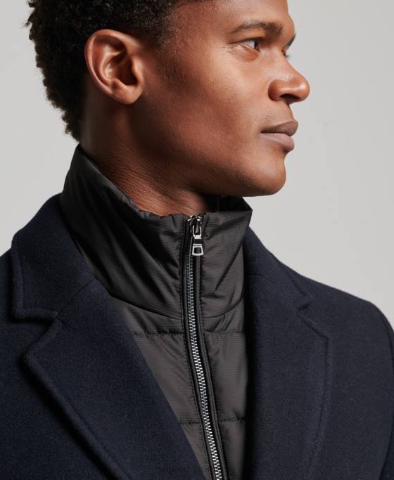 Superdry palton de oraș de lână căptușeală detașabilă îmbrăcăminte marina bărbați JX0Z1023