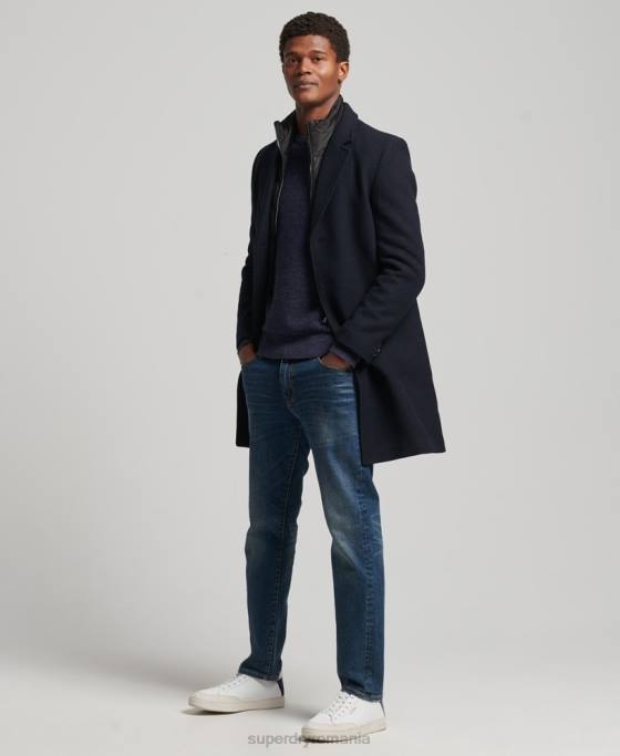 Superdry palton de oraș de lână căptușeală detașabilă îmbrăcăminte marina bărbați JX0Z1023