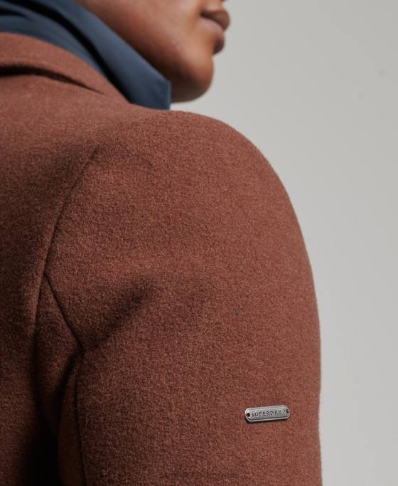 Superdry palton de oraș de lână căptușeală detașabilă îmbrăcăminte maro bărbați JX0Z972