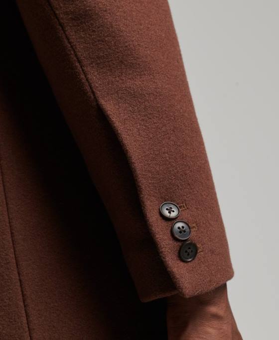 Superdry palton de oraș de lână căptușeală detașabilă îmbrăcăminte maro bărbați JX0Z972