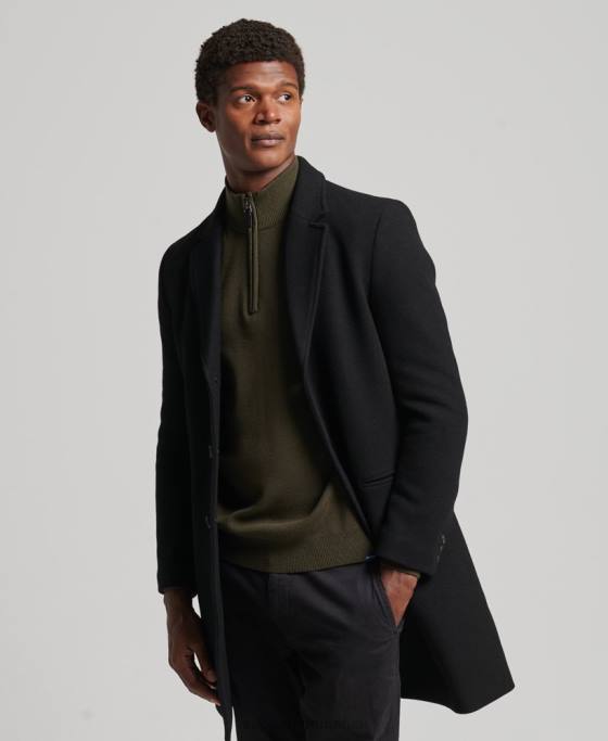 Superdry palton de oraș de lână căptușeală detașabilă îmbrăcăminte negru bărbați JX0Z1117