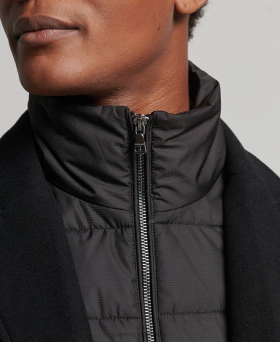 Superdry palton de oraș de lână căptușeală detașabilă îmbrăcăminte negru bărbați JX0Z1117