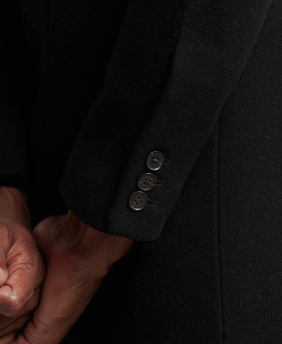 Superdry palton de oraș de lână căptușeală detașabilă îmbrăcăminte negru bărbați JX0Z1117