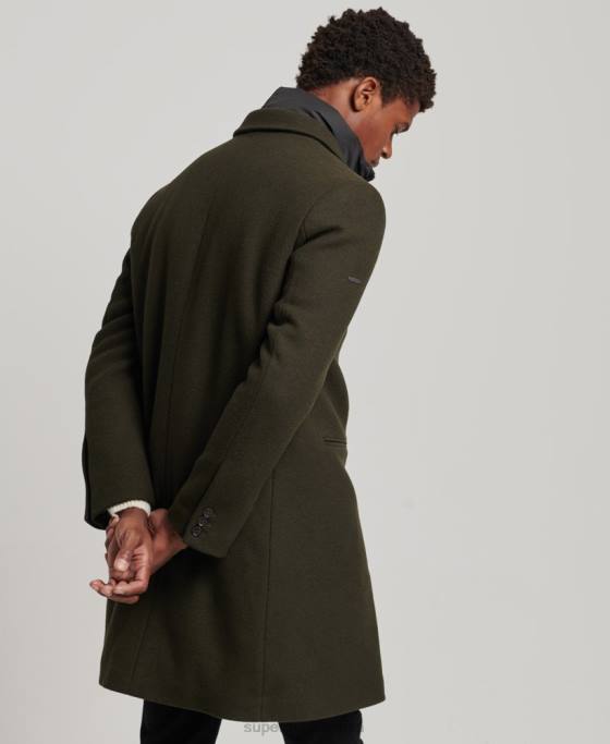 Superdry palton de oraș de lână căptușeală detașabilă îmbrăcăminte verde bărbați JX0Z1043
