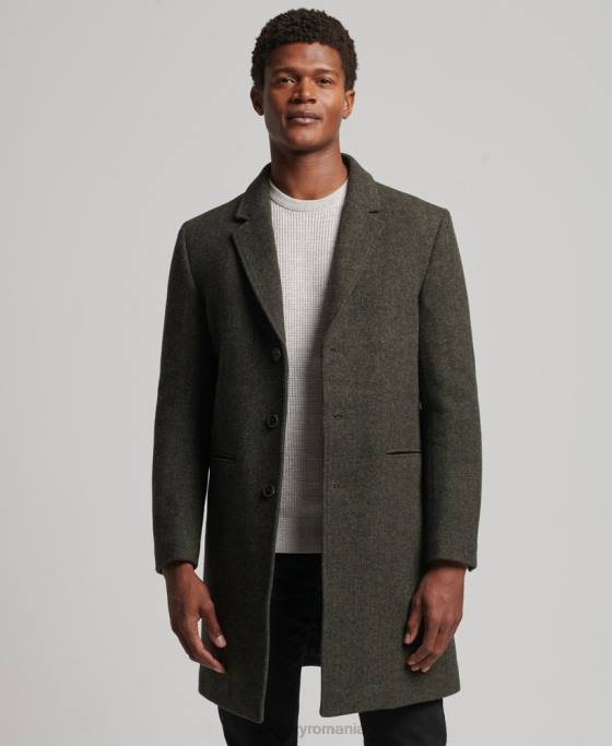 Superdry palton de oraș de lână căptușeală detașabilă îmbrăcăminte verde bărbați JX0Z1113
