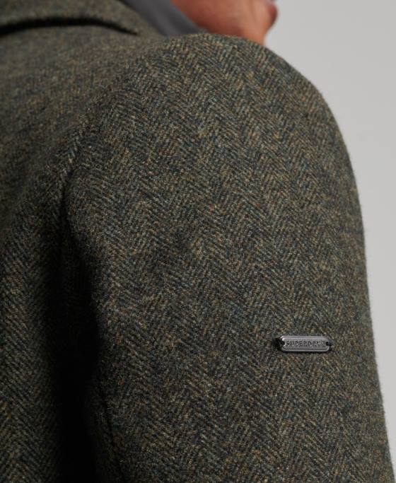 Superdry palton de oraș de lână căptușeală detașabilă îmbrăcăminte verde bărbați JX0Z1113