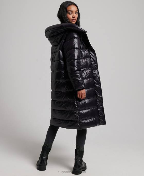 Superdry palton de pilota cu paragate foarte strălucitor îmbrăcăminte negru femei JX0Z5642