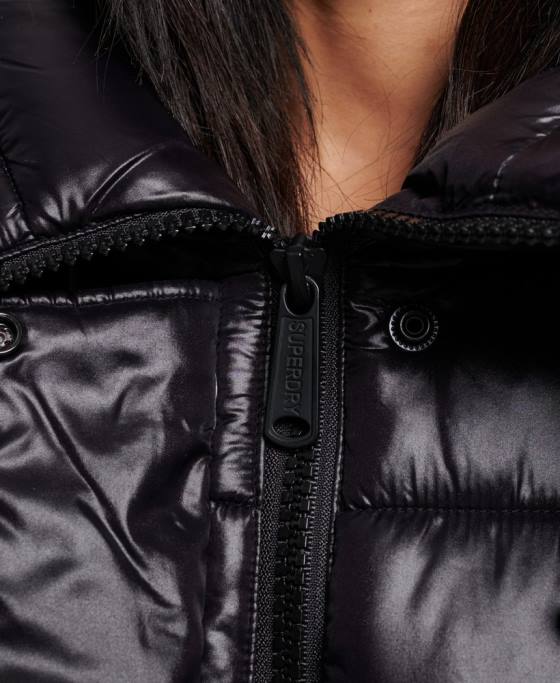 Superdry palton de pilota cu paragate foarte strălucitor îmbrăcăminte negru femei JX0Z5642