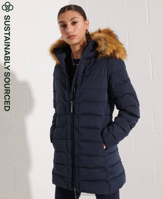 Superdry palton de puf înalt arctic îmbrăcăminte marina femei JX0Z3646