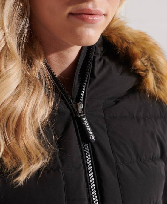 Superdry palton de puf înalt arctic îmbrăcăminte negru femei JX0Z3647