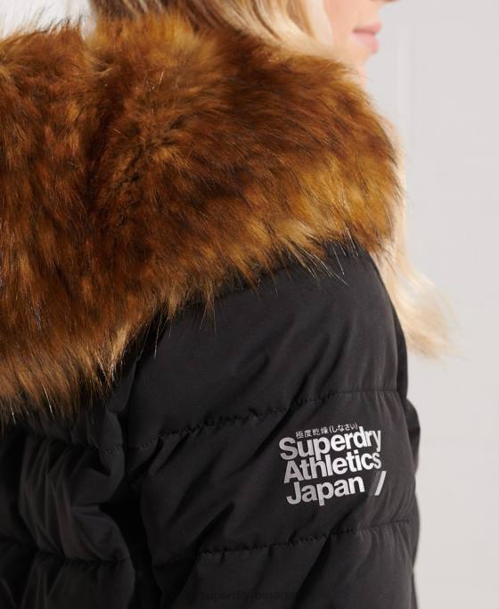 Superdry palton de puf înalt arctic îmbrăcăminte negru femei JX0Z3647