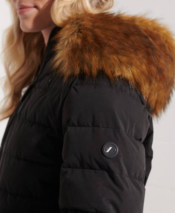Superdry palton de puf înalt arctic îmbrăcăminte negru femei JX0Z3647