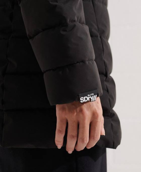 Superdry palton de puf înalt arctic îmbrăcăminte negru femei JX0Z3647