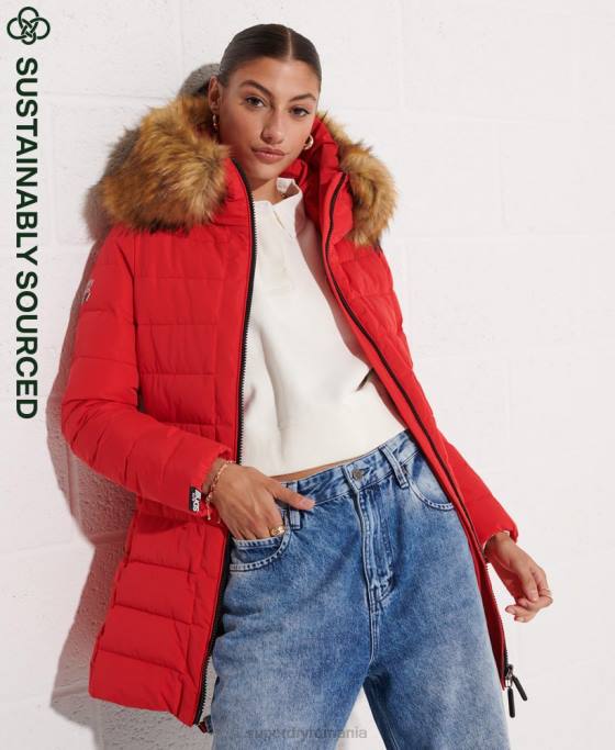 Superdry palton de puf înalt arctic îmbrăcăminte roșu femei JX0Z3648