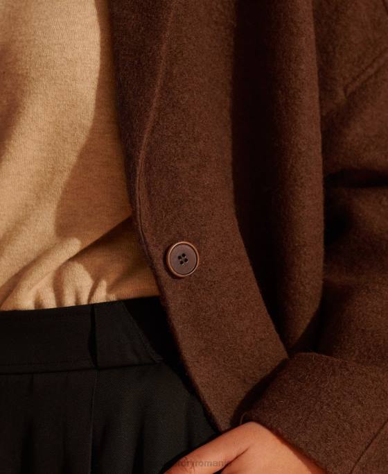 Superdry palton din lână cu paragate ediție limitată îmbrăcăminte bronzat femei JX0Z5573