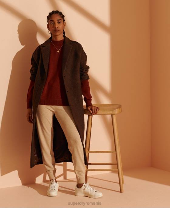 Superdry palton din lână cu paragate ediție limitată îmbrăcăminte maro femei JX0Z5715