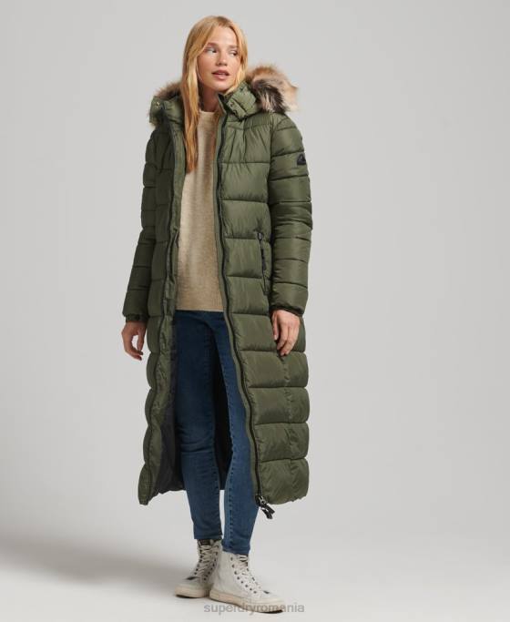 Superdry palton fuji cu glugă de munte îmbrăcăminte kaki femei JX0Z5671