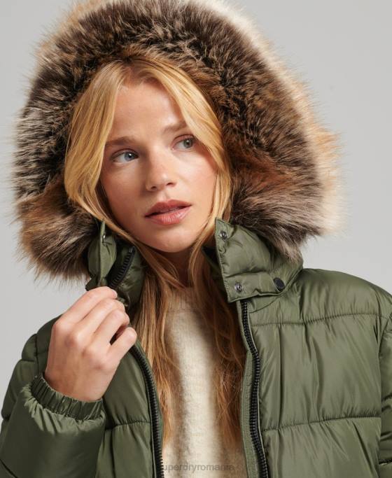 Superdry palton fuji cu glugă de munte îmbrăcăminte kaki femei JX0Z5671