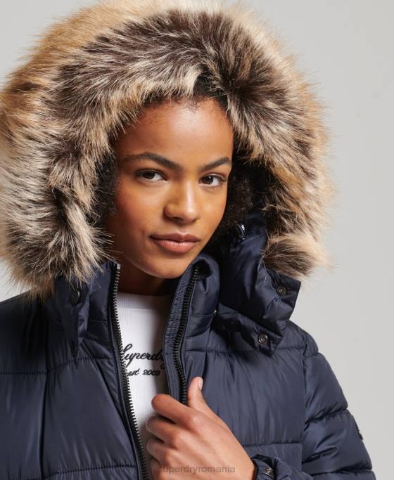 Superdry palton fuji cu glugă de munte îmbrăcăminte marina femei JX0Z5651