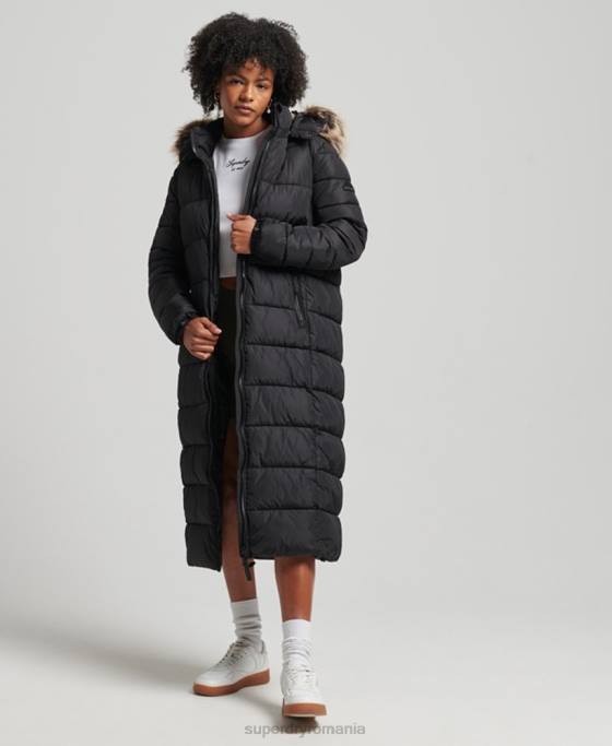 Superdry palton fuji cu glugă de munte îmbrăcăminte negru femei JX0Z5509