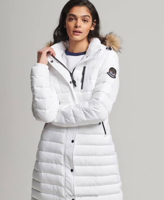 Superdry palton fuji super paragate îmbrăcăminte alb femei JX0Z3778
