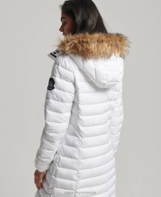 Superdry palton fuji super paragate îmbrăcăminte alb femei JX0Z3778