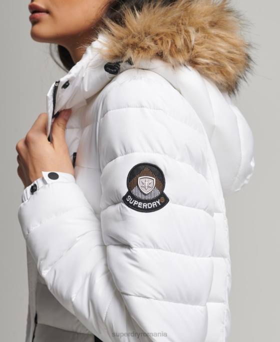 Superdry palton fuji super paragate îmbrăcăminte alb femei JX0Z3778