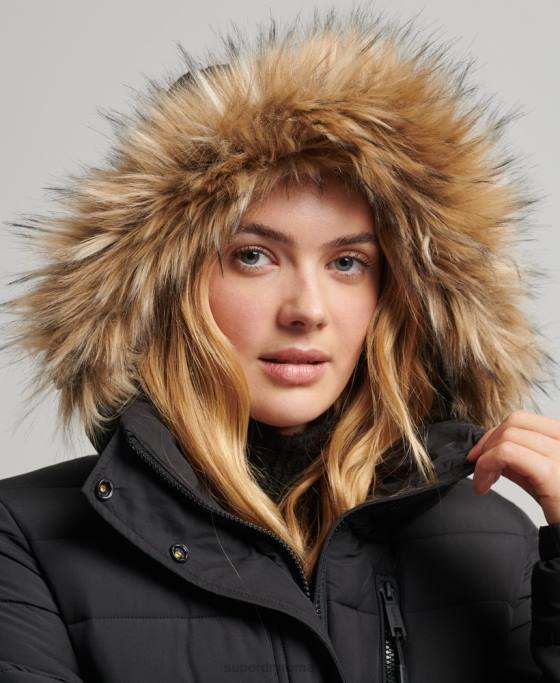 Superdry palton fuji super paragate îmbrăcăminte negru femei JX0Z3777