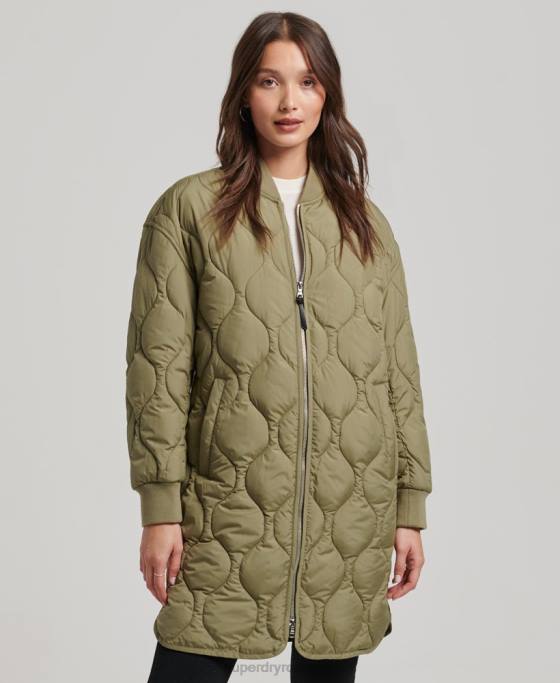 Superdry palton matlasat cu paragate îmbrăcăminte verde femei JX0Z3583