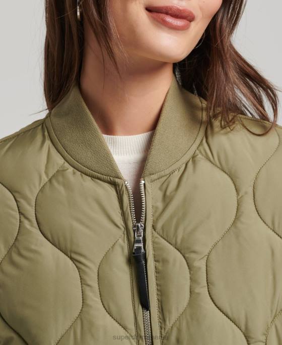 Superdry palton matlasat cu paragate îmbrăcăminte verde femei JX0Z3583