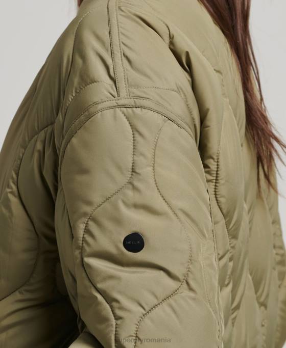 Superdry palton matlasat cu paragate îmbrăcăminte verde femei JX0Z3583