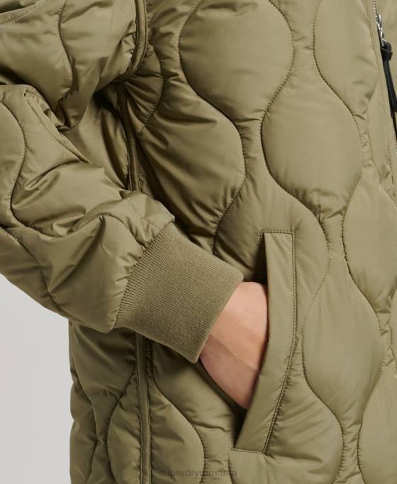 Superdry palton matlasat cu paragate îmbrăcăminte verde femei JX0Z3583