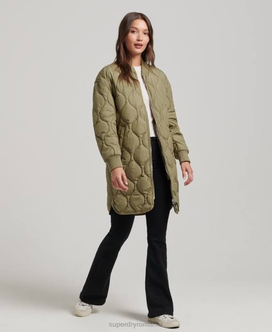 Superdry palton matlasat cu paragate îmbrăcăminte verde femei JX0Z3583
