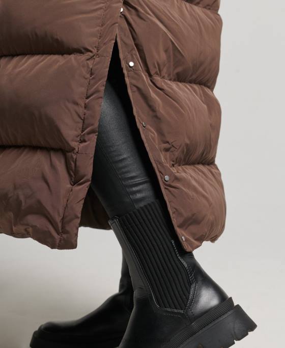 Superdry palton maxi puf cu glugă îmbrăcăminte maro femei JX0Z3579