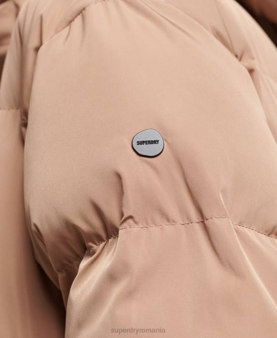 Superdry palton maxi puf cu glugă îmbrăcăminte maro femei JX0Z3650