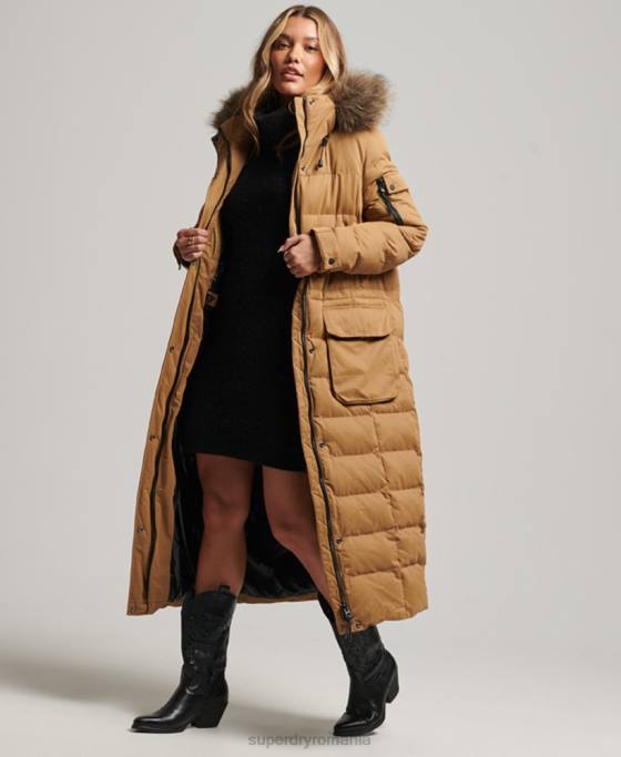 Superdry palton parka expedition cu paragate din microfibră îmbrăcăminte maro femei JX0Z5547