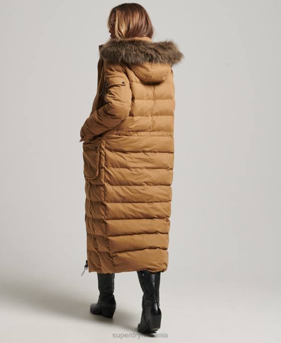 Superdry palton parka expedition cu paragate din microfibră îmbrăcăminte maro femei JX0Z5547