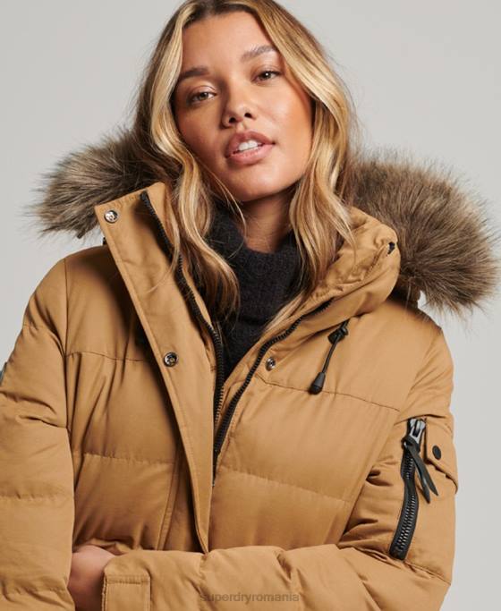 Superdry palton parka expedition cu paragate din microfibră îmbrăcăminte maro femei JX0Z5547