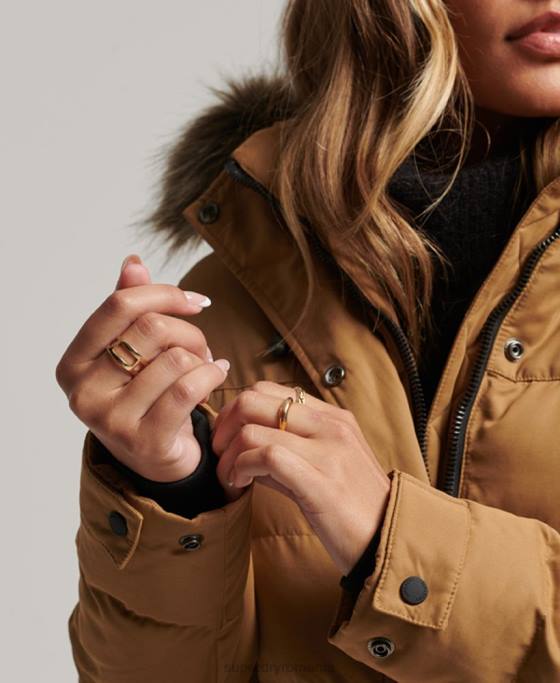 Superdry palton parka expedition cu paragate din microfibră îmbrăcăminte maro femei JX0Z5547
