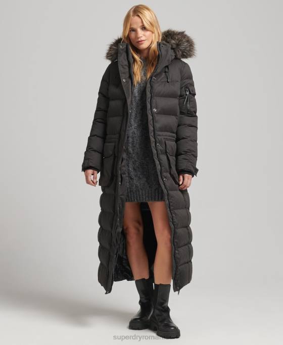 Superdry palton parka expedition cu paragate din microfibră îmbrăcăminte negru femei JX0Z5448