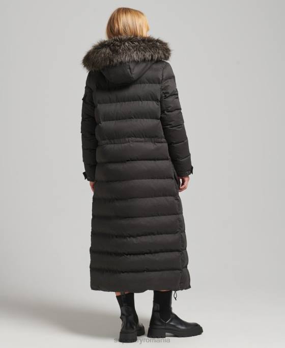 Superdry palton parka expedition cu paragate din microfibră îmbrăcăminte negru femei JX0Z5448