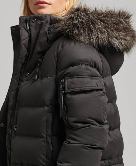 Superdry palton parka expedition cu paragate din microfibră îmbrăcăminte negru femei JX0Z5448