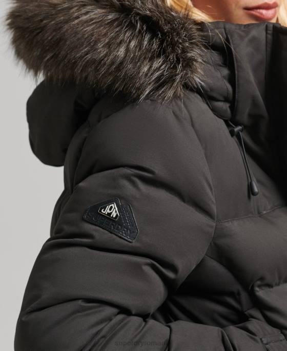 Superdry palton parka expedition cu paragate din microfibră îmbrăcăminte negru femei JX0Z5448