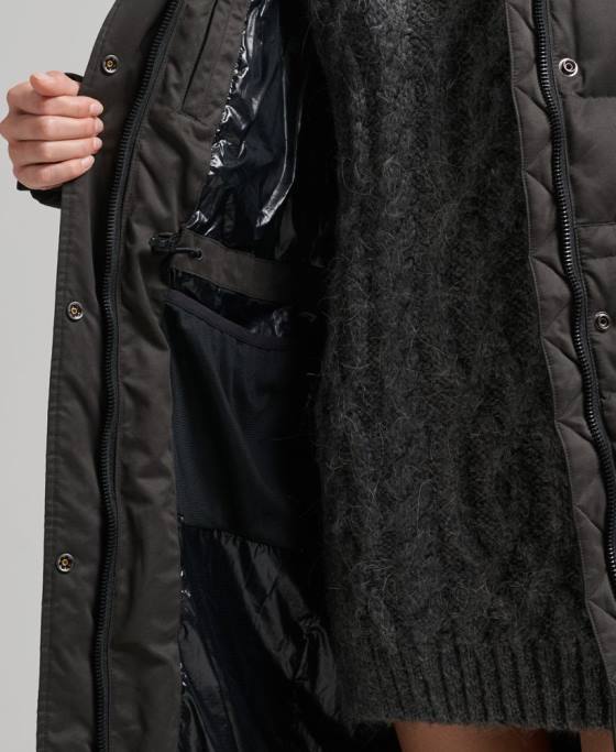 Superdry palton parka expedition cu paragate din microfibră îmbrăcăminte negru femei JX0Z5448