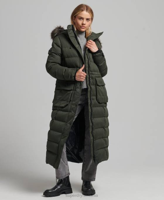 Superdry palton parka expedition cu paragate din microfibră îmbrăcăminte verde femei JX0Z5490